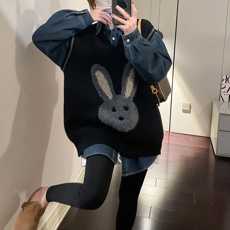 慵懶風韓版寬鬆顯瘦百搭針織馬甲-HaloBless