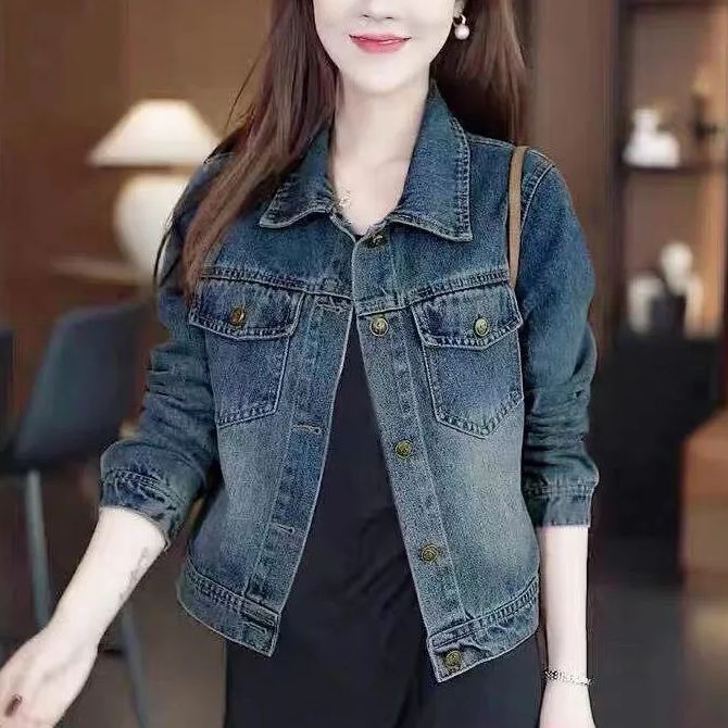 時尚休閒牛仔外套寬鬆短版夾克-HaloBless