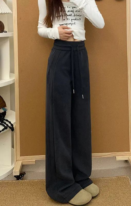 Lulu同款運動褲窄版闊腿褲顯瘦休閒寬鬆衛褲-HaloBless