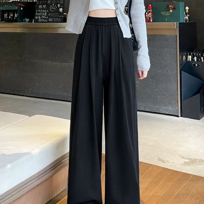 天絲垂感直筒寬鬆慵懶鬆弛感闊腿牛仔褲-HaloBless