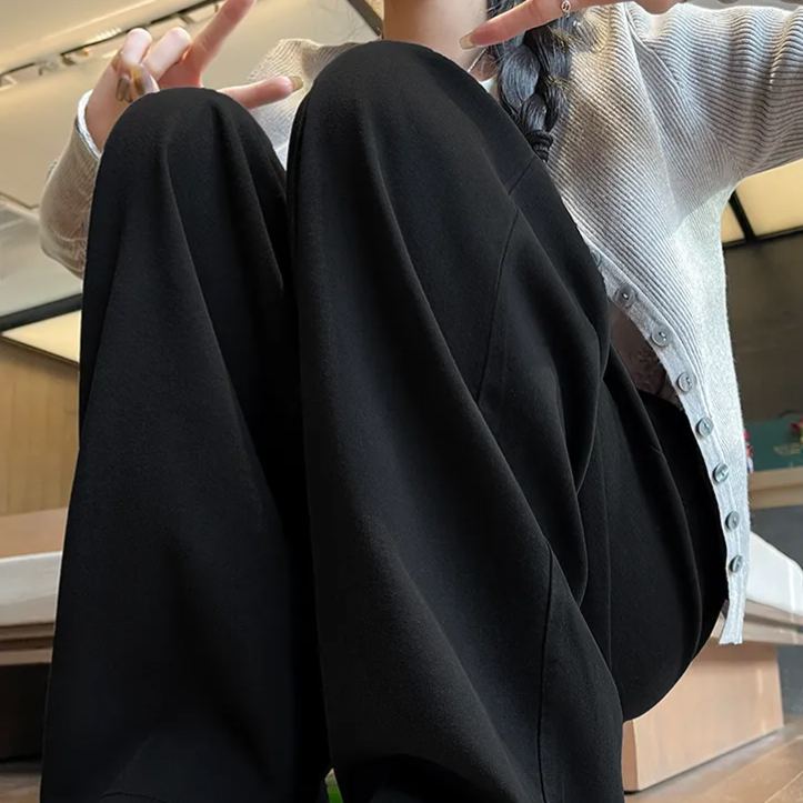 天絲垂感直筒寬鬆慵懶鬆弛感闊腿牛仔褲-HaloBless