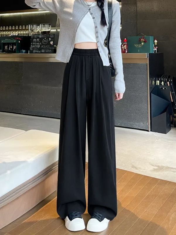 天絲垂感直筒寬鬆慵懶鬆弛感闊腿牛仔褲-HaloBless