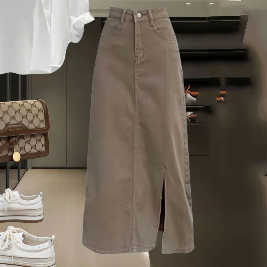 【單件/整套】韓版襯衫條紋吊帶牛仔半身裙三件套裝-HaloBless