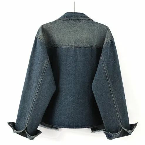 韓版復古寬鬆顯瘦短款牛仔外套-HaloBless