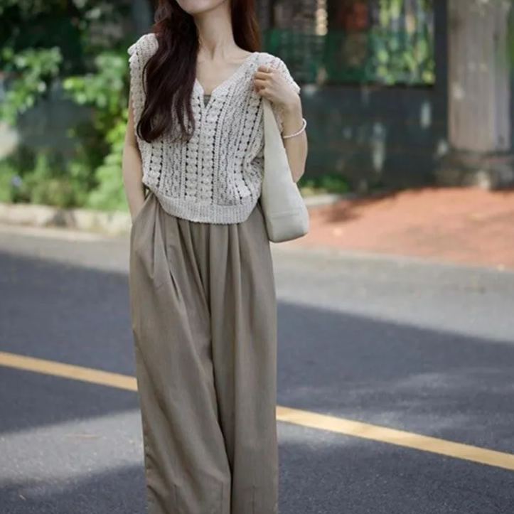 【單件/套裝】休閒顯瘦時尚港風高級韓系三件套裝-HaloBless