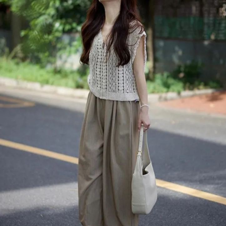 【單件/套裝】休閒顯瘦時尚港風高級韓系三件套裝-HaloBless