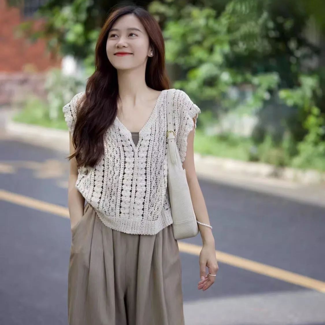 【單件/套裝】休閒顯瘦時尚港風高級韓系三件套裝-HaloBless