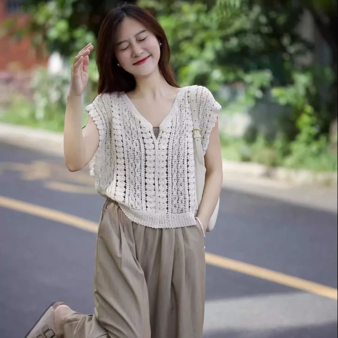 【單件/套裝】休閒顯瘦時尚港風高級韓系三件套裝-HaloBless