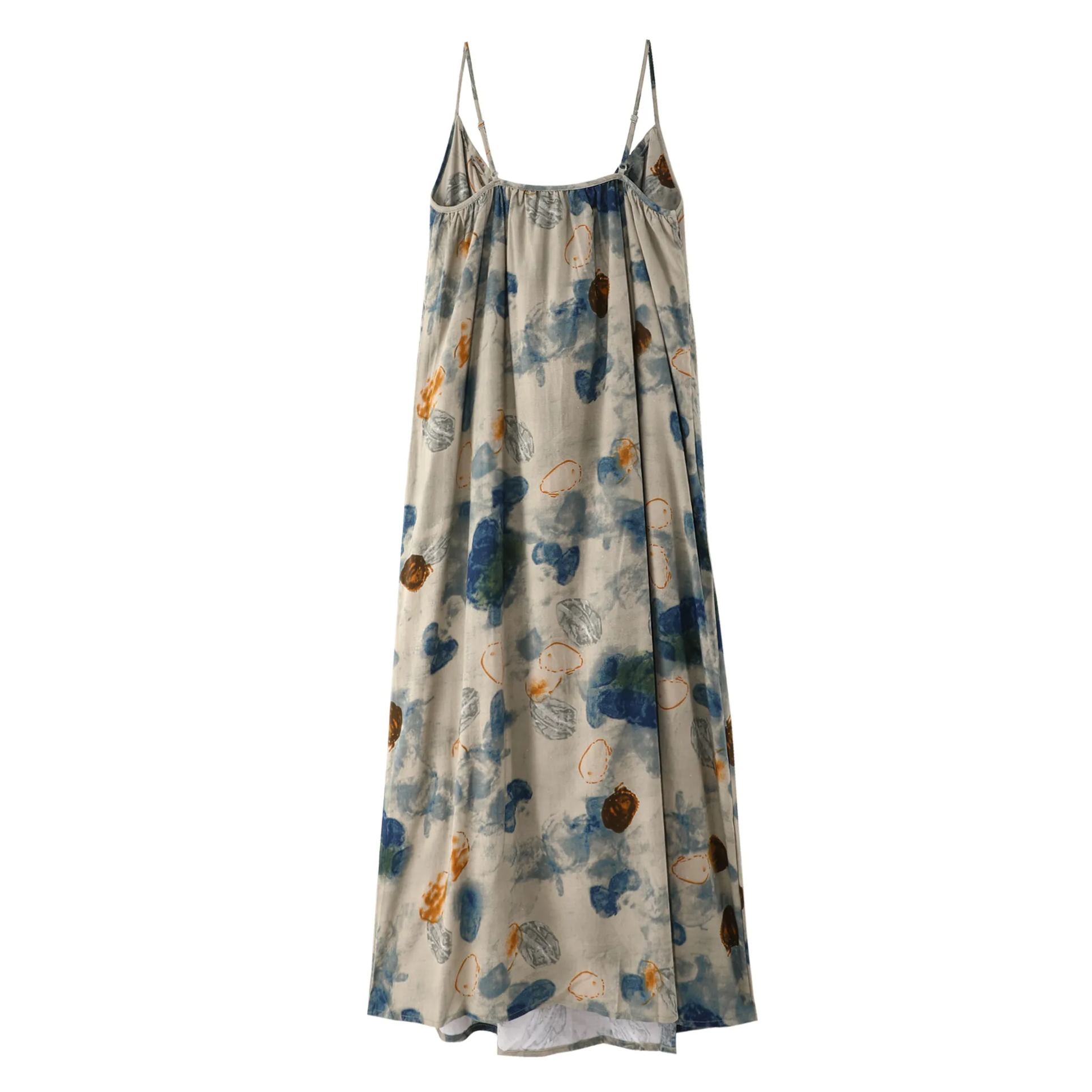 【單件/套裝】氣質油畫風吊帶連身裙+鏤空文藝開衫兩件套裝-HaloBless