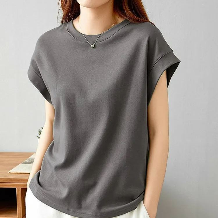 洋氣百搭遮肉設計感側邊防走光T恤-HaloBless