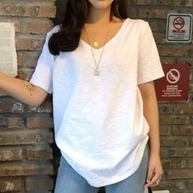 新款竹節棉ins透氣休閒百搭短袖-HaloBless