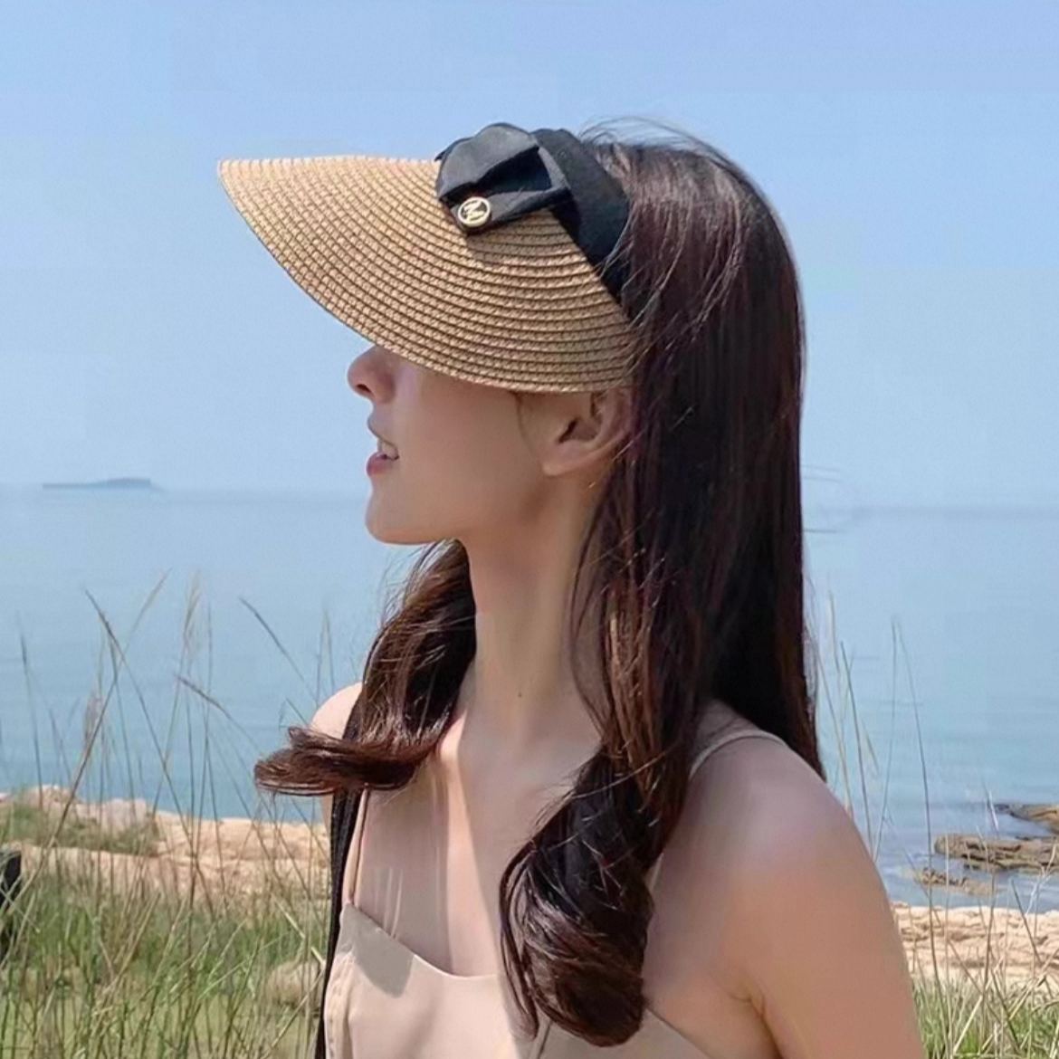 日系百搭防紫外線防曬草帽鴨舌遮陽帽-HaloBless
