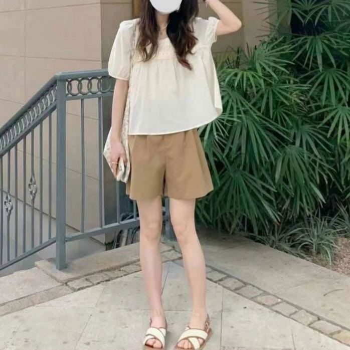 【套裝】小香風洋氣遮肚上衣時尚托腹褲兩件套裝-HaloBless