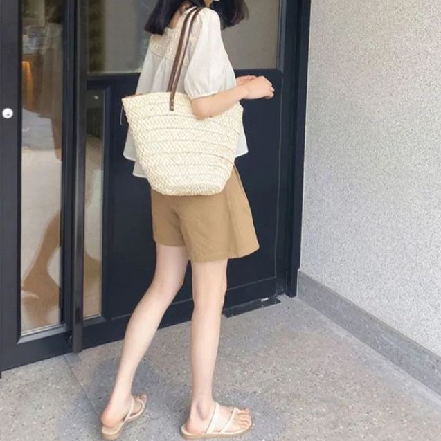 【套裝】小香風洋氣遮肚上衣時尚托腹褲兩件套裝-HaloBless