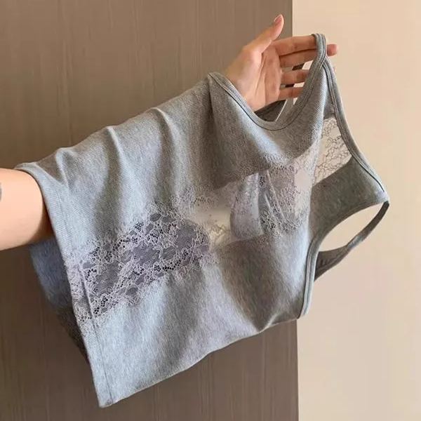 蕾絲帶胸墊外穿內搭顯瘦純棉美背吊帶-HaloBless