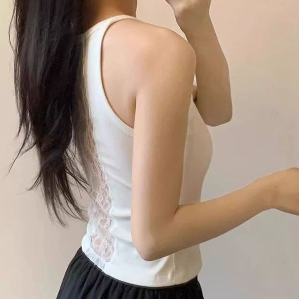 蕾絲帶胸墊外穿內搭顯瘦純棉美背吊帶-HaloBless