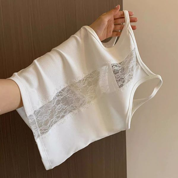 蕾絲帶胸墊外穿內搭顯瘦純棉美背吊帶-HaloBless