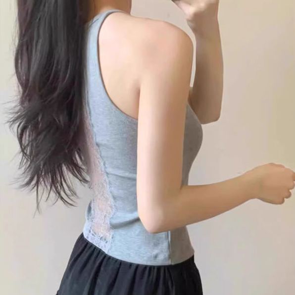 蕾絲帶胸墊外穿內搭顯瘦純棉美背吊帶-HaloBless