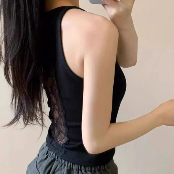 蕾絲帶胸墊外穿內搭顯瘦純棉美背吊帶-HaloBless