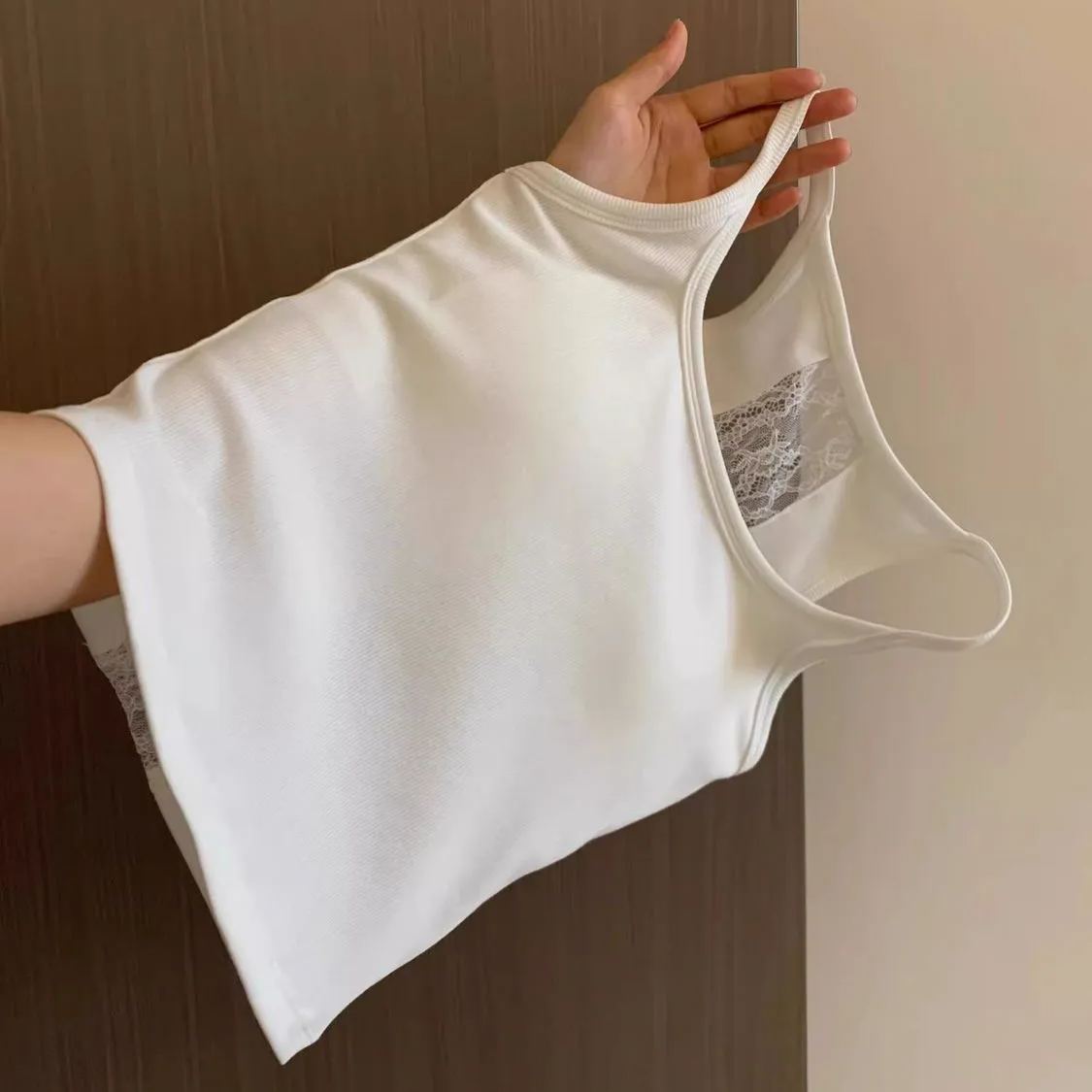 蕾絲帶胸墊外穿內搭顯瘦純棉美背吊帶-HaloBless