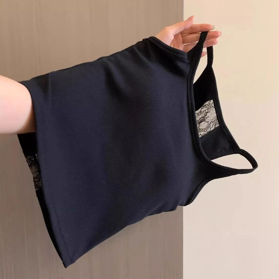 蕾絲帶胸墊外穿內搭顯瘦純棉美背吊帶-HaloBless