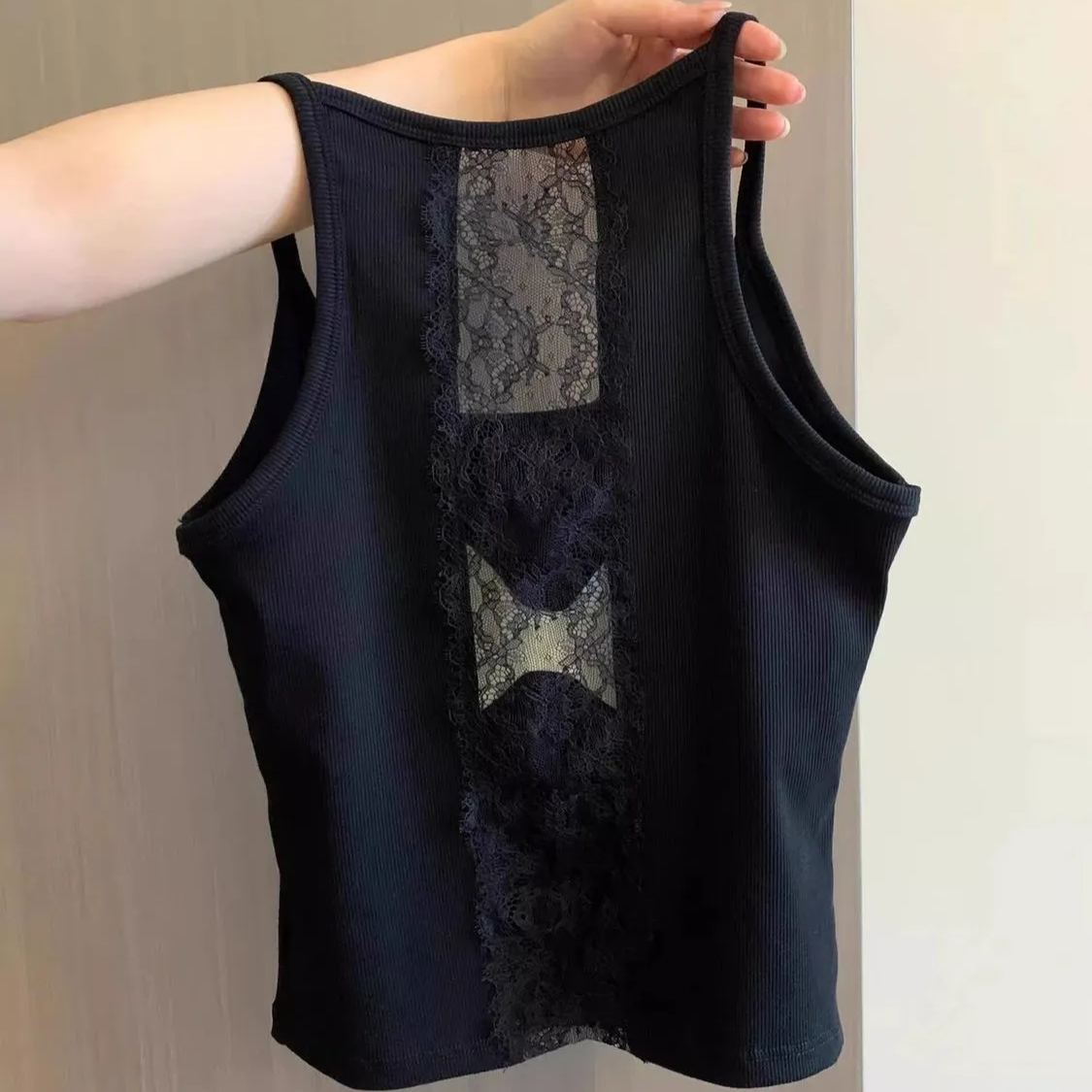 蕾絲帶胸墊外穿內搭顯瘦純棉美背吊帶-HaloBless