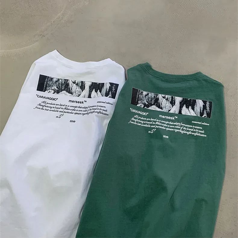 日系寬松休閑潮流字母印花五分短袖T恤-HaloBless