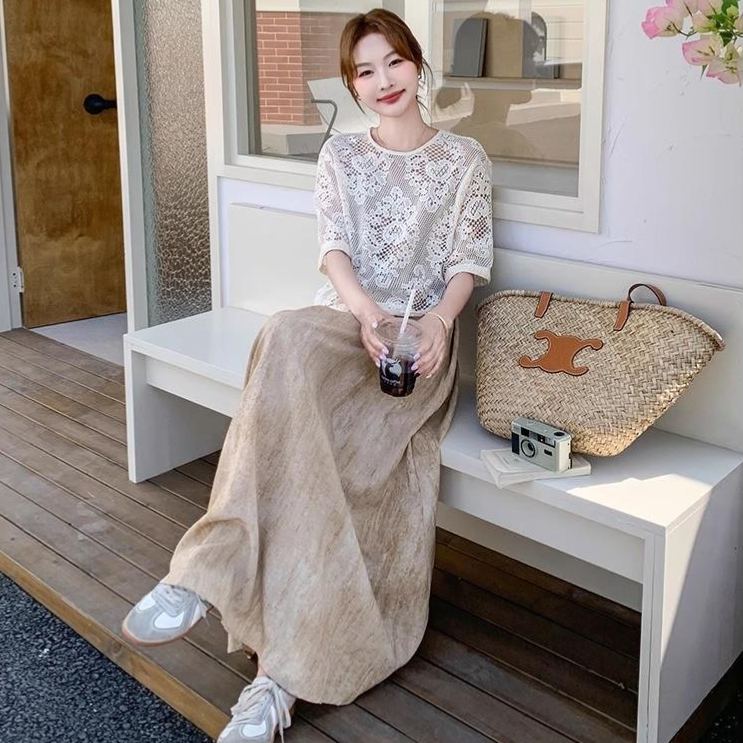 【單件/套裝】法式氣質蕾絲罩衫+大碼吊帶裙兩件套裝-HaloBless