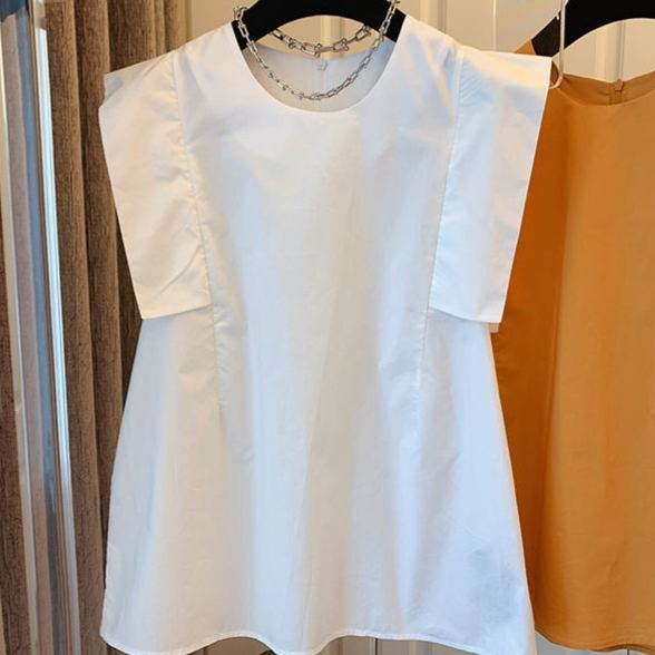 復古設計感韓版寬鬆顯瘦飛袖百搭襯衫-HaloBless