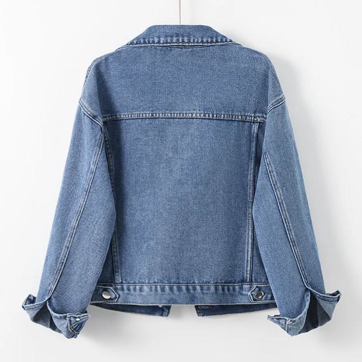 大碼短款寬鬆顯瘦網紅復古百搭牛仔外套-HaloBless