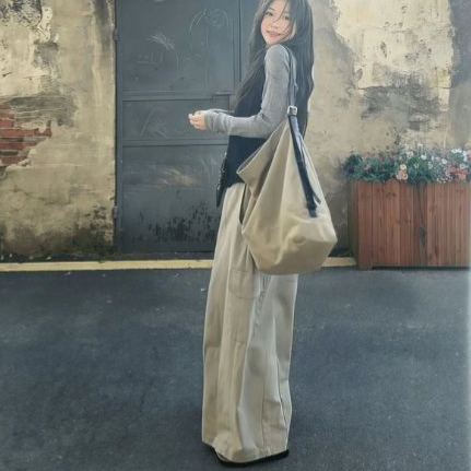 【單件/套裝】韓系大碼馬甲打底衫工裝褲疊穿三件套裝-HaloBless