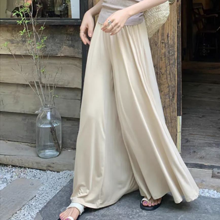 托腹冰絲莫代爾外穿薄款寬鬆加長裙褲-HaloBless