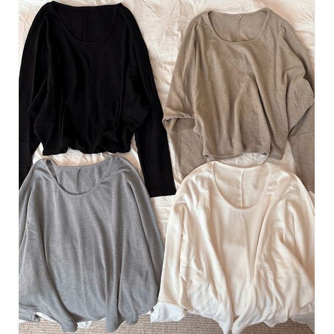 蝙蝠袖慵懶寬鬆顯瘦百搭長袖T恤