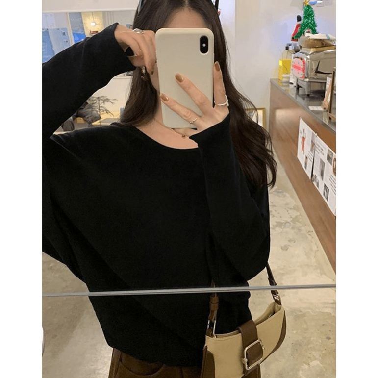 蝙蝠袖慵懶寬鬆顯瘦百搭長袖T恤