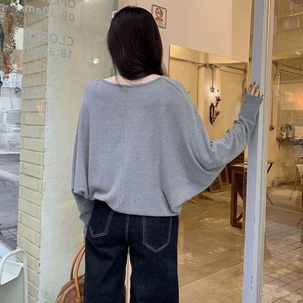 蝙蝠袖慵懶寬鬆顯瘦百搭長袖T恤