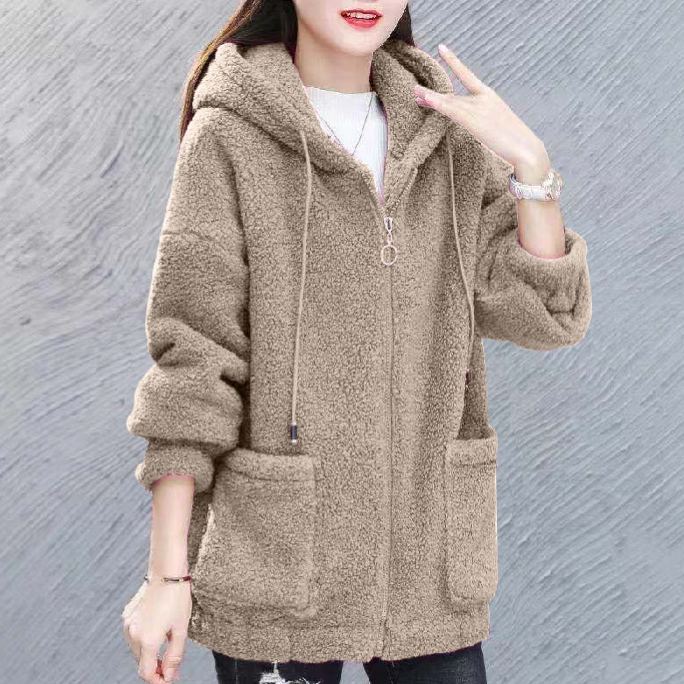 加大碼女裝羊羔絨外套胖MM寬鬆顯瘦衛衣