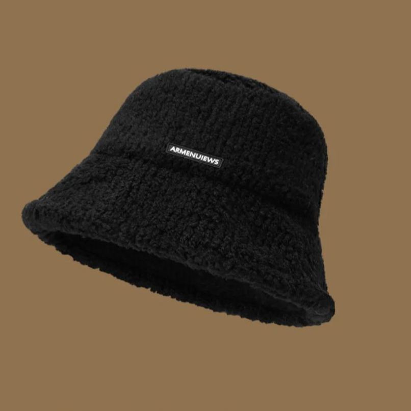 顯臉小星球毛絨漁夫帽大頭水桶毛絨帽子