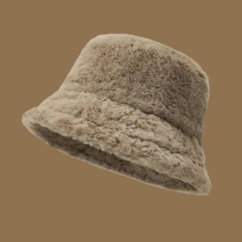 顯臉小星球毛絨漁夫帽大頭水桶毛絨帽子