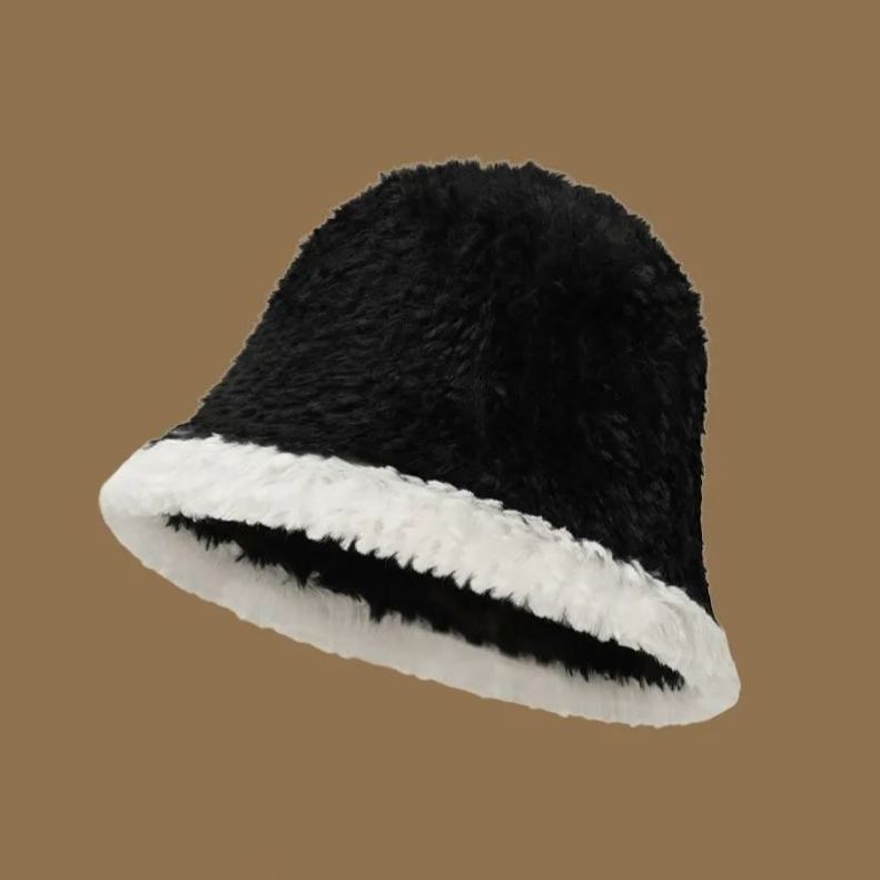 顯臉小星球毛絨漁夫帽大頭水桶毛絨帽子