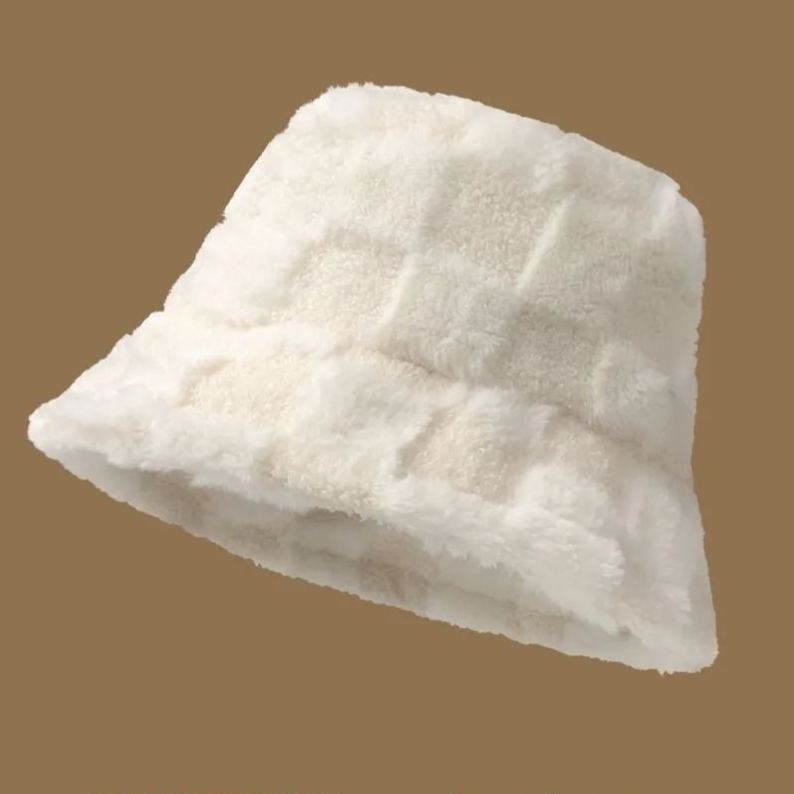 顯臉小星球毛絨漁夫帽大頭水桶毛絨帽子