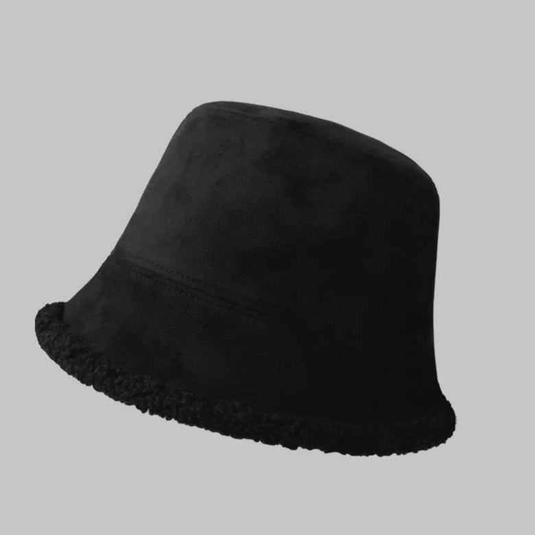 顯臉小星球毛絨漁夫帽大頭水桶毛絨帽子