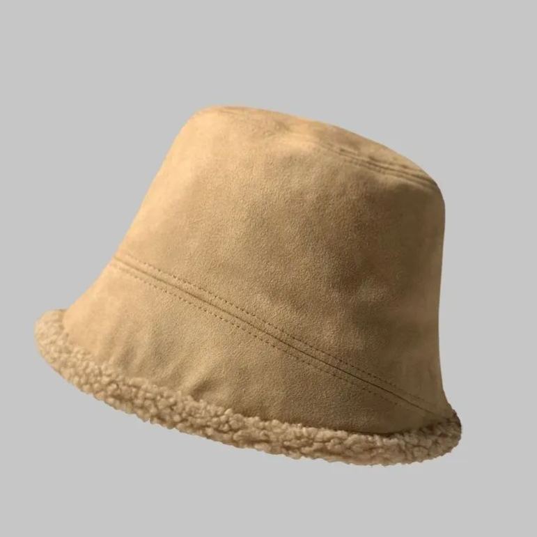 顯臉小星球毛絨漁夫帽大頭水桶毛絨帽子