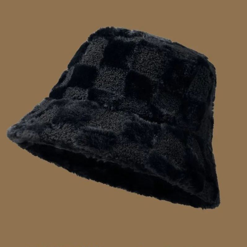 顯臉小星球毛絨漁夫帽大頭水桶毛絨帽子