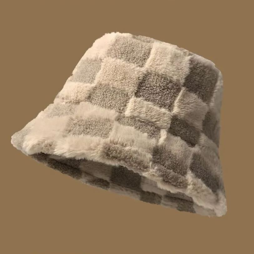 顯臉小星球毛絨漁夫帽大頭水桶毛絨帽子