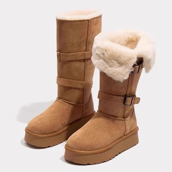 高筒雪地靴高幫厚底加絨加厚長筒雪地靴棉鞋