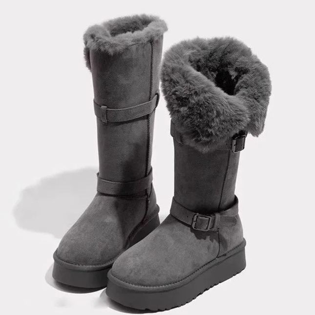 高筒雪地靴高幫厚底加絨加厚長筒雪地靴棉鞋