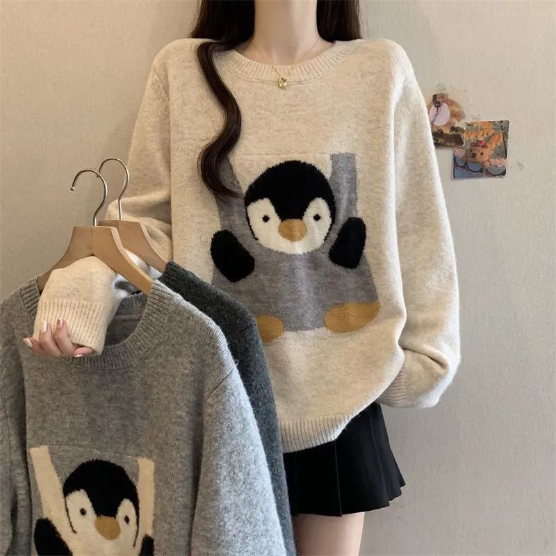 寬鬆顯瘦提花圓領女內搭毛衣長袖針織打底衫