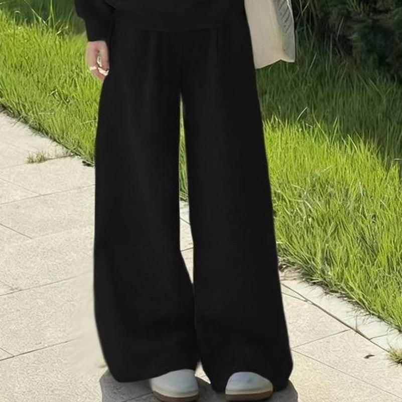 【單件/套裝】休閒加絨加厚寬鬆學院假兩件衛衣+運動闊腿褲兩件套