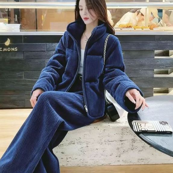 【單件/套裝】ns灯芯绒爆款简约棉服穿搭高级感加厚外套两件套装