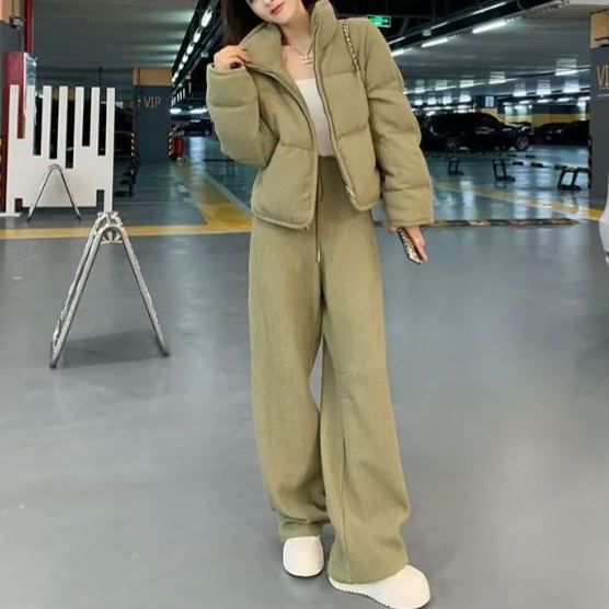 【單件/套裝】ns灯芯绒爆款简约棉服穿搭高级感加厚外套两件套装